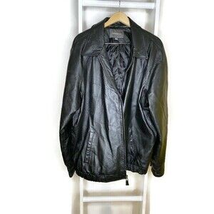 Croft & Barrow Jacket Mens XLT Black Moto Full Zipper Pockets Collared Tall XLT